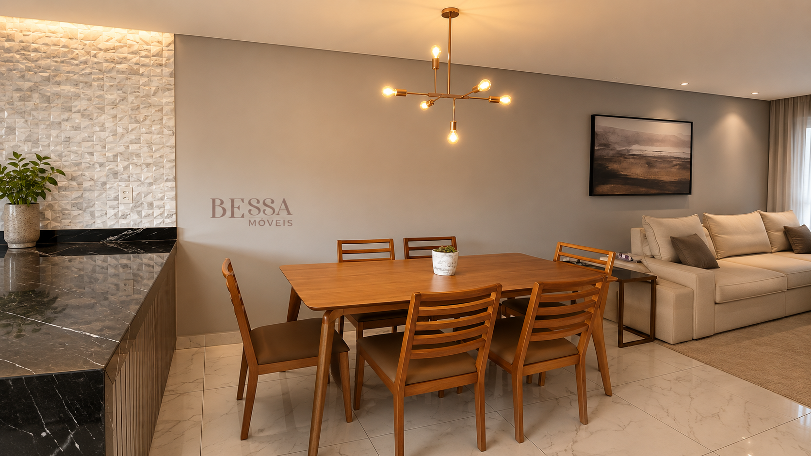 Mesa de jantar Bessa movéis